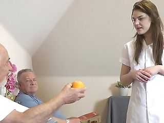 Sweet Nurse Pleases These Old Guys With One Last Fuck
